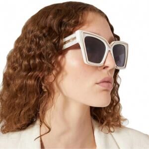 New! Valentino V Grace VLS 126C, White and Gold Women's Sunglasses, Authentic